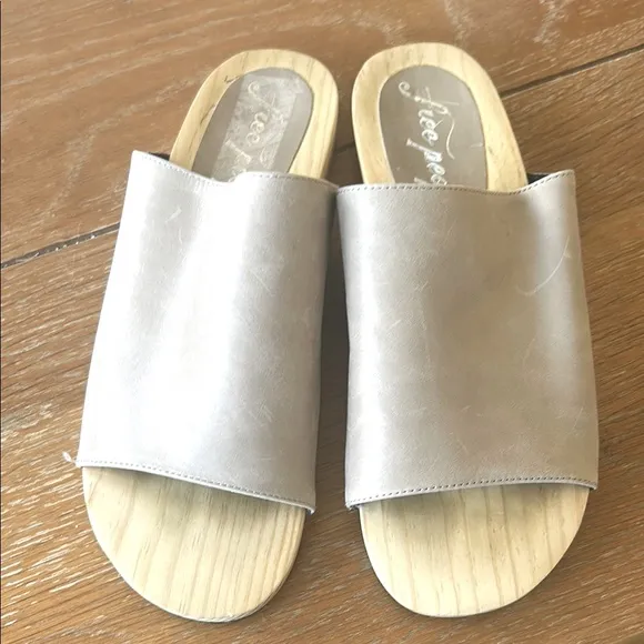 Free People Mainland Leather Wooden Slide Sandals