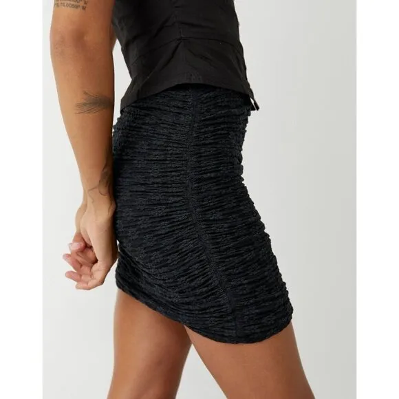 FREE PEOPLE Ona Convertible Ruched Skirt/Top Black NEW!