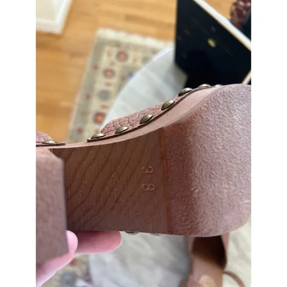 Free People Pasadena Brown Bronze Studded Platform Clog Sandals