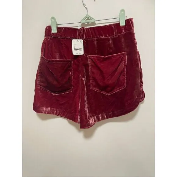Free People Sky's The Limit Velvet Shorts Size S