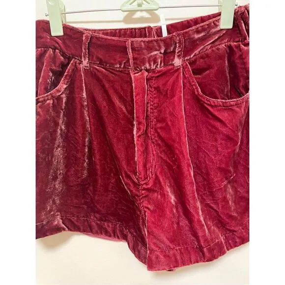 Free People Sky's The Limit Velvet Shorts Size S