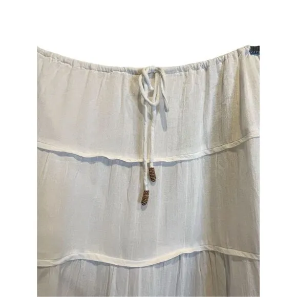 Free People Tiered Simply Smitten XL White Maxi Skirt Summer Vacation Boho