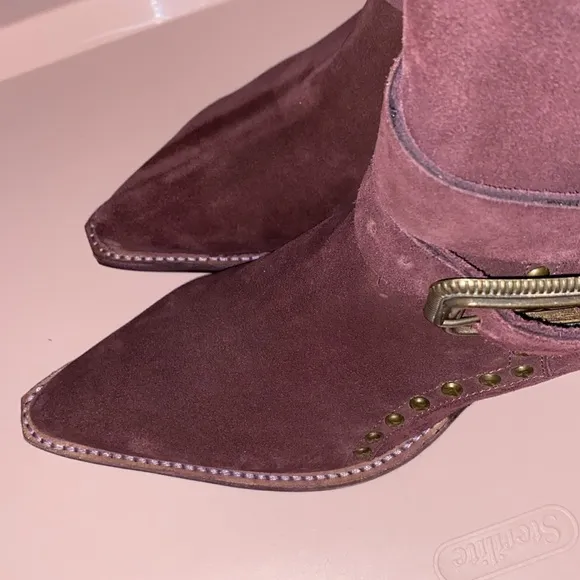Free People western pointed toe wine colored Billy boots