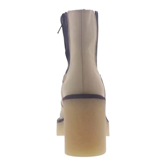 Free People Women's James Leather Chunky Lug Sole Chelsea Boots Bone Size 9 1/2