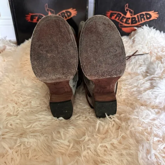 Freebird Gray Leather Knee-High Boots