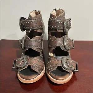Freebird Studded Brown Leather Sandals