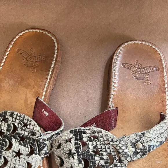Freebird Vallarta Snake Print Moon And Star Sandals Size 9