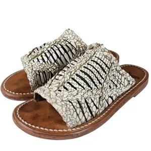 Freebird- Willow Women's White &amp; Brown Leather Sandals Distressed, Size 7