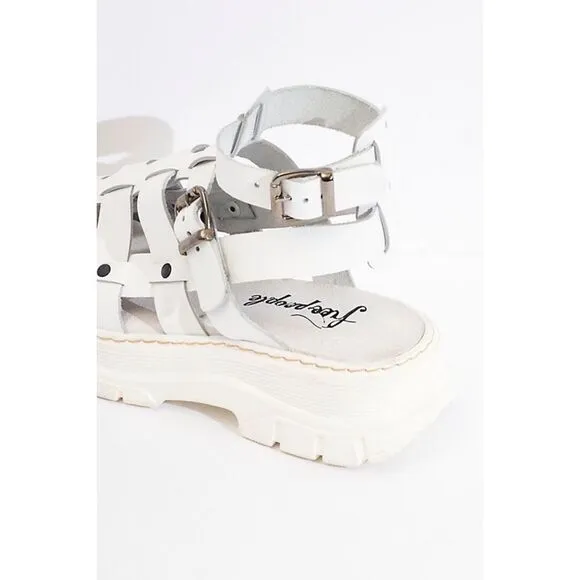 Free People Gia Gladiator Leather Chunky Platform Sandals White $198 37 38 39 41