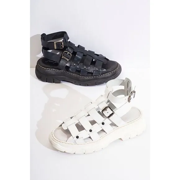Free People Gia Gladiator Leather Chunky Platform Sandals White $198 37 38 39 41