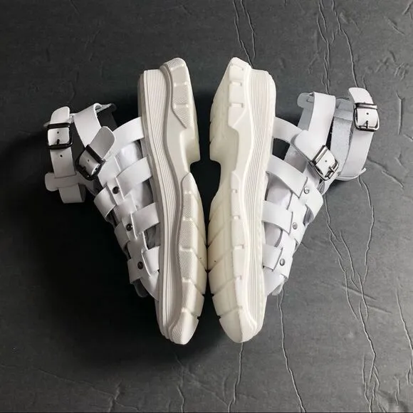 Free People Gia Gladiator Leather Chunky Platform Sandals White $198 37 38 39 41