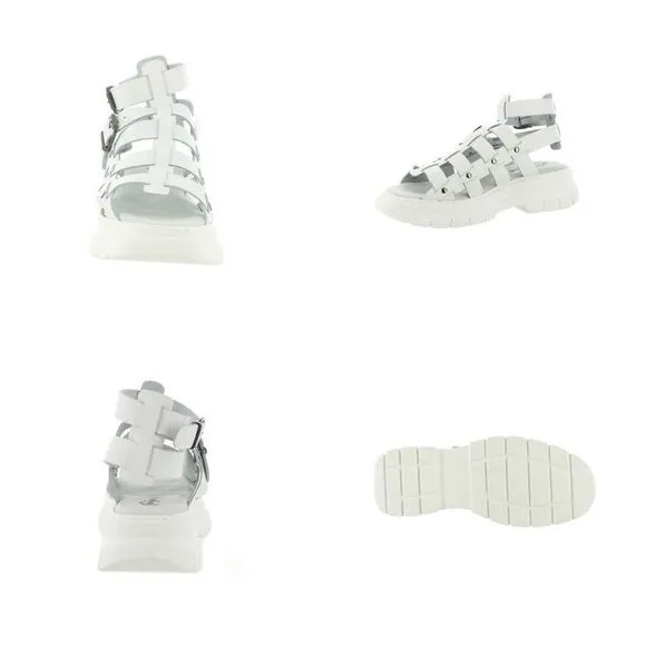 Free People Gia Gladiator Leather Chunky Platform Sandals White $198 37 38 39 41