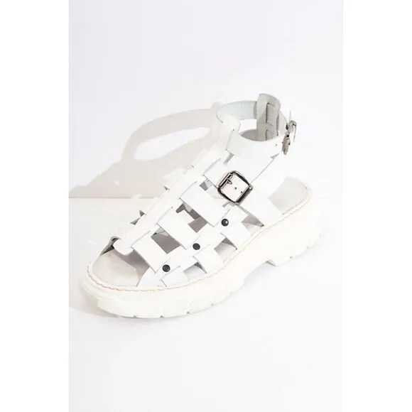 Free People Gia Gladiator Leather Chunky Platform Sandals White $198 37 38 39 41