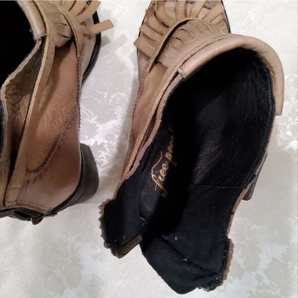 Free People Circle Back Fringed Leather Boots 38/7,5