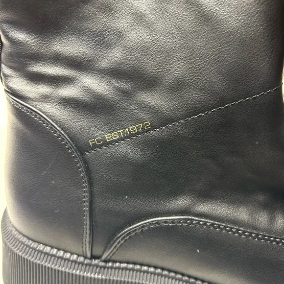 French Connection Black Lug Sole Julie Front Zipper Chunky Boots in size 8.5
