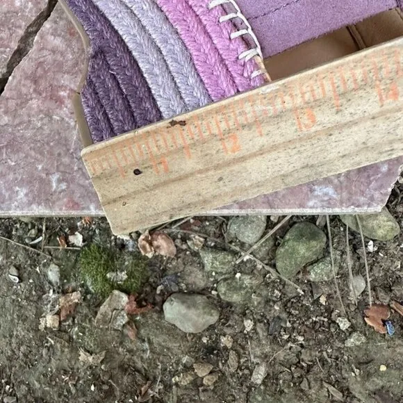 Frye &amp; Co Livia Leather Wedge lavender espadrille Sandals Women’s Size US 7.5