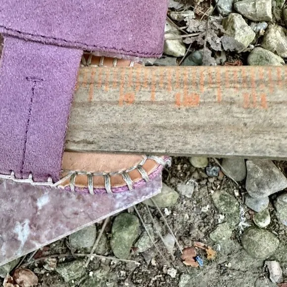 Frye &amp; Co Livia Leather Wedge lavender espadrille Sandals Women’s Size US 7.5