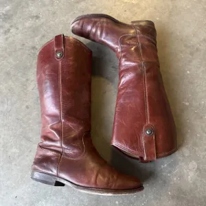 Frye Boots Melissa Button Tall Leather Riding Western 77167 Redwood Merlot 7B