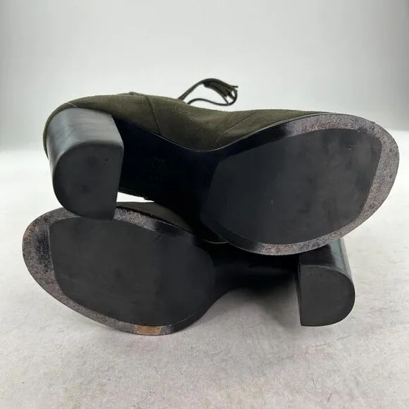 Frye Gabby Perf Ghillie Leather Ankle Bootie US 9 M Olive Hippy Studded Sandals