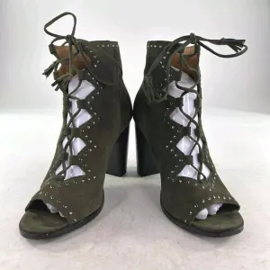 Frye Gabby Perf Ghillie Leather Ankle Bootie US 9 M Olive Hippy Studded Sandals
