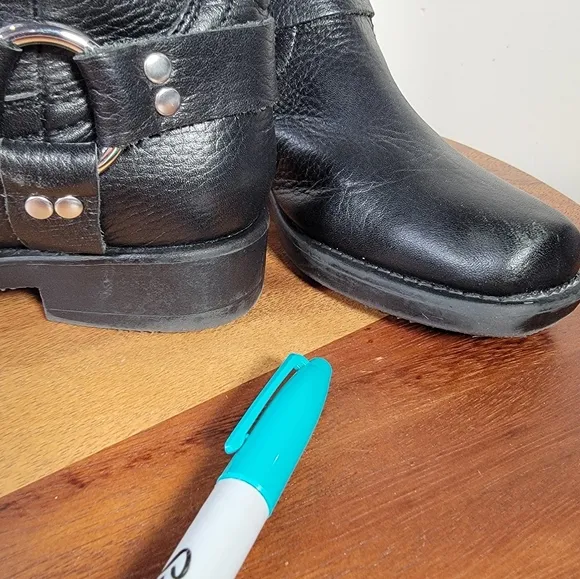 Frye Harness Boots Kids Size 1 Black Leather Western Cowgirl Cowboy Riding