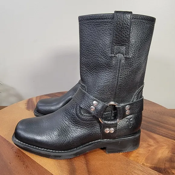 Frye Harness Boots Kids Size 1 Black Leather Western Cowgirl Cowboy Riding