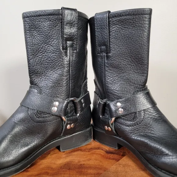 Frye Harness Boots Kids Size 1 Black Leather Western Cowgirl Cowboy Riding