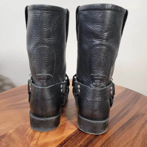 Frye Harness Boots Kids Size 1 Black Leather Western Cowgirl Cowboy Riding