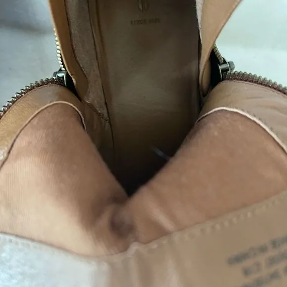 Frye Judith double zip ankle boots tan color pointed toe size 9.5