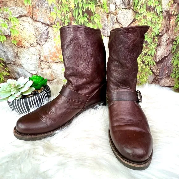 FRYE Natalie Mid-Engineer Leather Boots, 8B