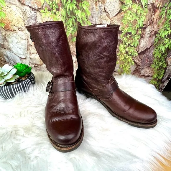 FRYE Natalie Mid-Engineer Leather Boots, 8B