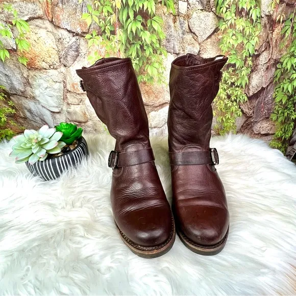 FRYE Natalie Mid-Engineer Leather Boots, 8B