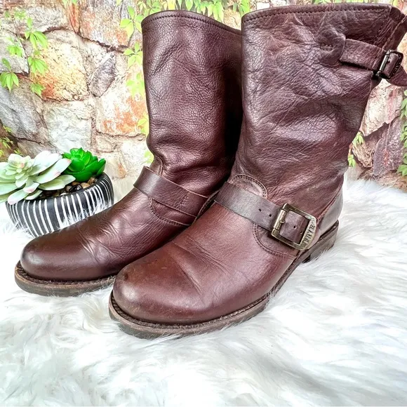 FRYE Natalie Mid-Engineer Leather Boots, 8B