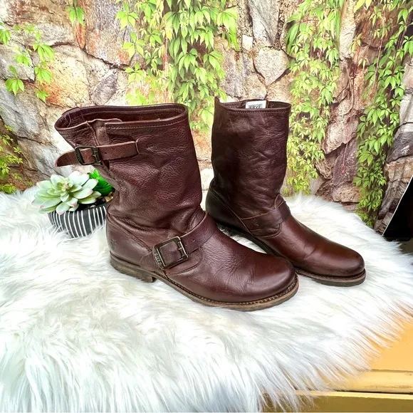 FRYE Natalie Mid-Engineer Leather Boots, 8B