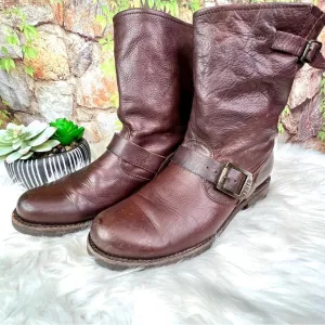 FRYE Natalie Mid-Engineer Leather Boots, 8B