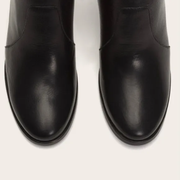 Frye Nora Zip Short Boots Modern Western Classic Heel Ankle Boots Black Leather