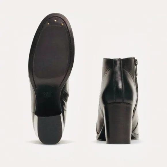 Frye Nora Zip Short Boots Modern Western Classic Heel Ankle Boots Black Leather