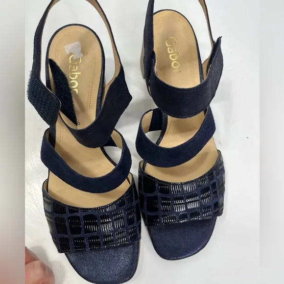 Gabor made in Portugal dark blue dressy sandals, NWOB. Euro size 6.5 , US 9