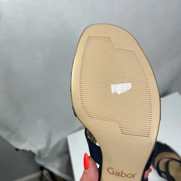 Gabor made in Portugal dark blue dressy sandals, NWOB. Euro size 6.5 , US 9