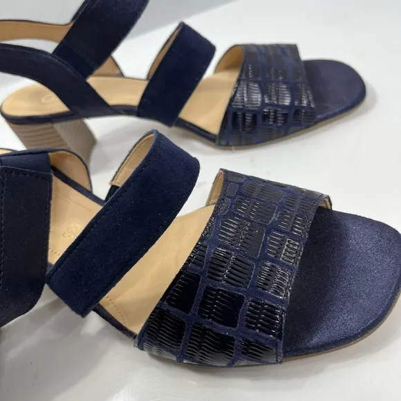 Gabor made in Portugal dark blue dressy sandals, NWOB. Euro size 6.5 , US 9