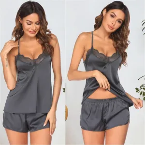 Gabriella Lace Trim Sleep Set - Gray