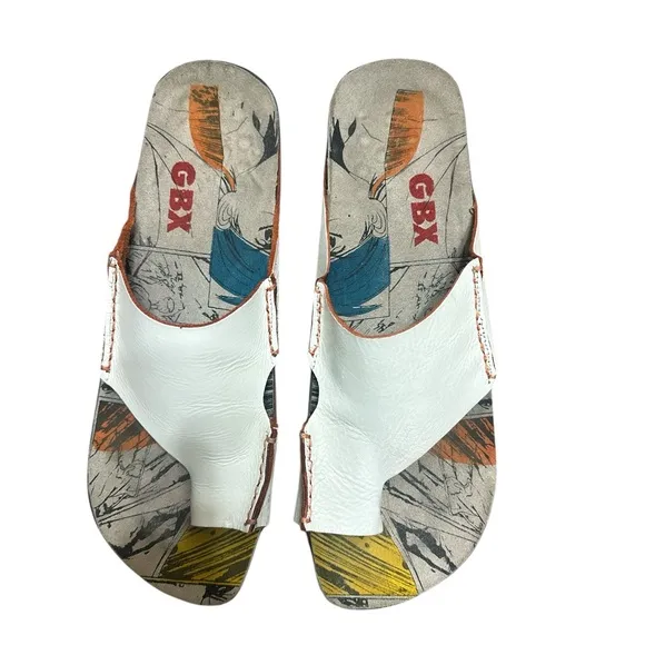GBX men’s white leather sandals size 11 brand new