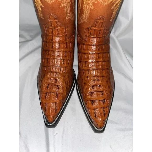 General Handmade Horn Back Cowboy Rodeo Boots Exotic Real Caiman Women’s Sz 8.5
