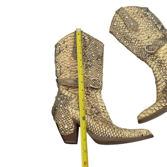 Genuine python embellished w crystals cowboy Heeled Boots designed 38 8