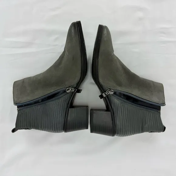 Gerry Weber / Josef Siebel Gray Black Ankle Boots Size 38 EU US 7.5 Chunky Heel
