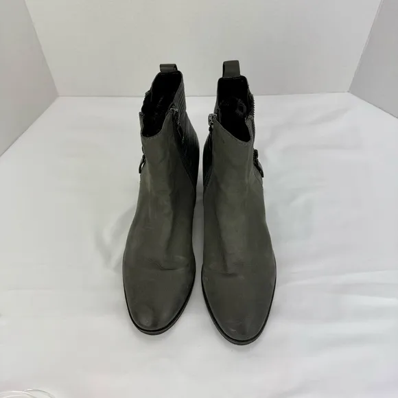 Gerry Weber / Josef Siebel Gray Black Ankle Boots Size 38 EU US 7.5 Chunky Heel