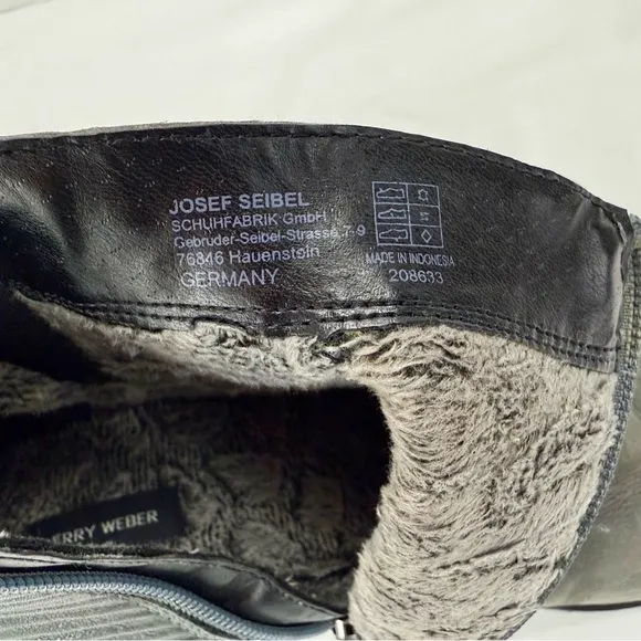 Gerry Weber / Josef Siebel Gray Black Ankle Boots Size 38 EU US 7.5 Chunky Heel