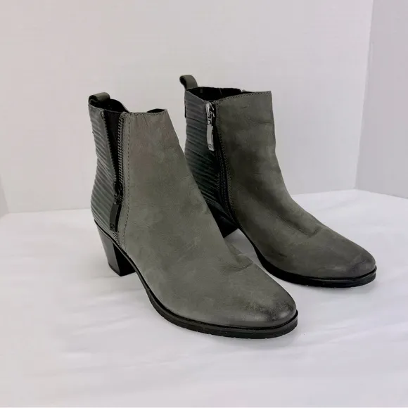 Gerry Weber / Josef Siebel Gray Black Ankle Boots Size 38 EU US 7.5 Chunky Heel