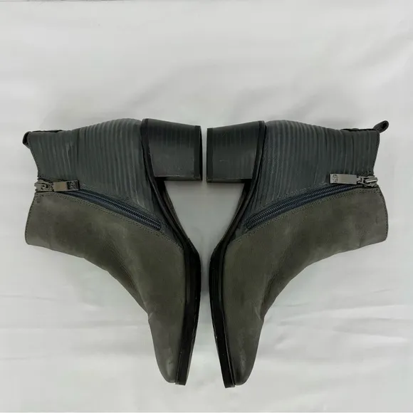 Gerry Weber / Josef Siebel Gray Black Ankle Boots Size 38 EU US 7.5 Chunky Heel