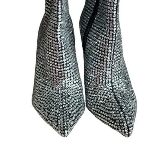 Gianni Bini Party Swifty GaborTwo Rhinestone Pointed Toe Tall Wedge Boots 6.5